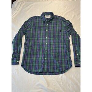 Chubbies Plaid Checkered Button Front Flannel Shirt Green Blue Mens Large